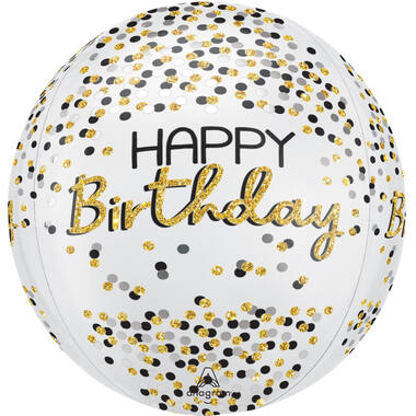 Orbz® - Black Silver Gold "HAPPY Birthday" - 38 x 40 cm